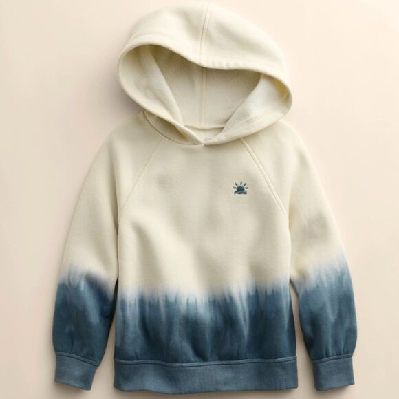 NWT!! Adorable!! Sz NB Cream/Blue Tie Dyed Light Weight Hoodie Organic Cotton - Picture 1 of 7